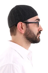 Kışlık Orlon Takke Çift Renk - Siyah thumbnail 4