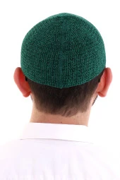 Kışlık Kadife Takke Düz Desen - Yeşil thumbnail 5