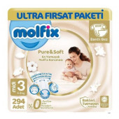 Molfix Pure Soft Ultra Avantaj Bebek Bezi 3 Beden 98x3 294 Adet - 1