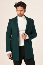 Erkek Yeşil Kaşe Kaban Slim Fit | Agustini - 1