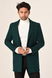 Erkek Yeşil Kaşe Kaban Slim Fit | Agustini - 2