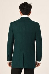 Erkek Yeşil Kaşe Kaban Slim Fit | Agustini - 3