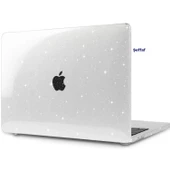 Macbook Pro Kılıf 14.2 inç M1-M2-M3-M4 Simli Kristal Star (14" Pro) A2442 A2779 A2992 A2918 A3112 A3401 A3185 ile Uyumlu - 3