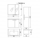 Denko Terra 80 cm MDF Banyo Dolabı Takımı ve Boy Dolabı, Alize - 2