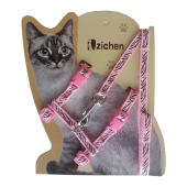 Atlantik Pembe Çizgili Desenli Kedi Göğüs Bel Tasması 20*32 cm - 1