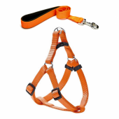 Köpek Göğüs Tasma Seti 60-75 cm Turuncu + Gezdirme Kayışı - 2