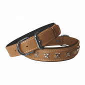 Deri Metal İşlemeli Köpek Boyun Tasması 2,5 x 40-50 cm Kamel - 1