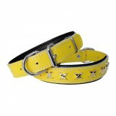 Deri Metal İşlemeli Köpek Boyun Tasması 3 x 42 - 56 cm Sarı - 2