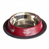 Tommy çelik mama kabı bordo kedi balık desenli 250 ml - 2