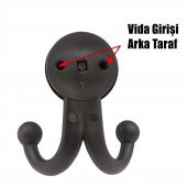 Askılık Vestiyer Duvar Askısı Dolap Elbise Askılığı Plastik Siyah - 4