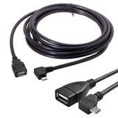 mikro otg 90 derece usb 2.0 mikro otg kablo 2m - 3