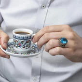 Aqua Mavi Taşlı 925 Gümüş Erkek Yüzük thumbnail 7