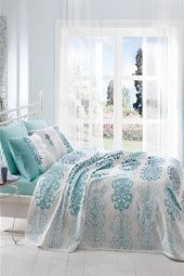 TAÇ TEK KİŞİLİK PİKE TAKIMI DESPINA TURKUAZ - 1