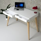 Emkawood Stylish Masif Ayaklı Çekmeceli Çalışma  Masası - 3