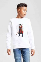 Anime Dragon Ball Ball Z Whis Baskılı Unisex Çocuk Beyaz Sweatshirt - 1