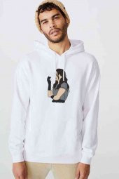 The Haunting of Hill House Theo Crain Baskılı Beyaz Erkek Kapşonlu Sweatshirt - 1