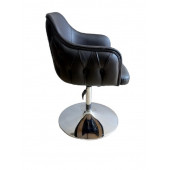 Tepsi Ayaklı Bekleme Koltuğu Kapitone Desenli Siyah Suni Deri thumbnail 3