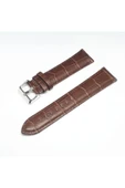 22mm Kahverengi Croco Bombeli Deri Saat Kayışı Kordonu 22x20 thumbnail 1