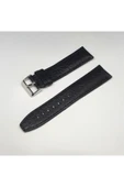24mm Siyah Rolax Bombeli Deri Saat Kayışı Kordonu 24x22 thumbnail 1