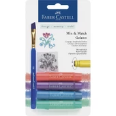 Faber Castell Gelato Suyla ve Susuz Kullanılabilen Stick Mum Boya Poster Boyama Kalemi ve Fırçası METAL RENKLER - 1