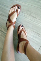 004 5094 Topukla Kadın Hakiki Deri Bodrum Sandalet - 1