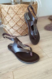 004 5094 Topukla Kadın Hakiki Deri Bodrum Sandalet - 4