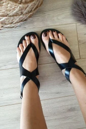 004 5094 Topukla Kadın Hakiki Deri Bodrum Sandalet - 5