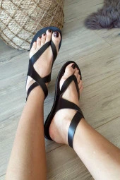 004 5094 Topukla Kadın Hakiki Deri Bodrum Sandalet - 7