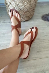 004 5094 Topukla Kadın Hakiki Deri Bodrum Sandalet - 9