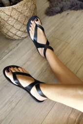 004 5094 Topukla Kadın Hakiki Deri Bodrum Sandalet - 10