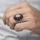 Anka Kuşu Modeli Kırmızı Taşlı 925 Gümüş Erkek Yüzük thumbnail 10