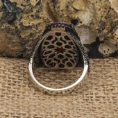 Anka Kuşu Modeli Kırmızı Taşlı 925 Gümüş Erkek Yüzük thumbnail 7