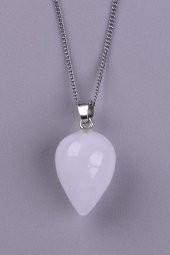 Kristal Kuvars Doğal Taş Damla Model Kolye thumbnail 1