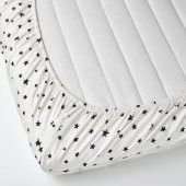 Çocuk Odası Lastikli Çarşaf 90x200 cm Ikea Beyaz-Siyah Yıldız Desenli MeridyenDukkan Pamuklu - 2