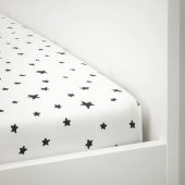 Çocuk Odası Lastikli Çarşaf 90x200 cm Ikea Beyaz-Siyah Yıldız Desenli MeridyenDukkan Pamuklu - 4