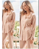 Bone Club 5126 Pudra Noktalı Önden Düğmeli Lohusa Pijama Tk thumbnail 3