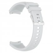 KNY Samsung Galaxy Watch 5 44 MM (20mm) İçin Çizgili Silikon Kayış-Kordon Beyaz - 1
