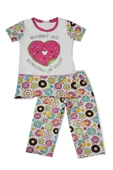 Kız Çocuk Donut Desenli Renkli Pijama Takımı - 3