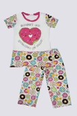 Kız Çocuk Donut Desenli Renkli Pijama Takımı - 2