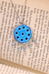 925 Ayar Mardin Midyat Gümüş Süryani Gözü Kolye - 5