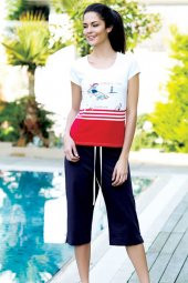 Kadın Baskılı Kaprili Pijama 2507 - 1