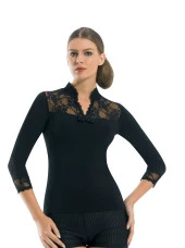 Geniş Dantelli Patlı Uzun Kollu Elestan Bluz  2176 - 1