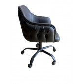 Kapitoneli Çalışma Sandalyesi Yeşil Renk Suni Deri Metal Ayaklı thumbnail 2