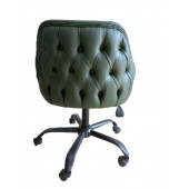 Kapitoneli Çalışma Sandalyesi Yeşil Renk Suni Deri Metal Ayaklı thumbnail 6