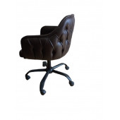 Kapitoneli Çalışma Sandalyesi Yeşil Renk Suni Deri Metal Ayaklı thumbnail 7