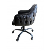 Kapitoneli Çalışma Sandalyesi Yeşil Renk Suni Deri Metal Ayaklı thumbnail 8