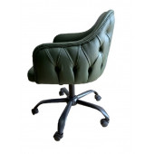 Kapitoneli Çalışma Sandalyesi Yeşil Renk Suni Deri Metal Ayaklı thumbnail 9