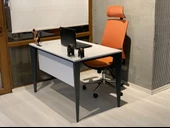 Uzay Ofis Lotus Çalışma Masası - Beyaz-Antrasit thumbnail 2