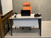 Uzay Ofis Lotus Çalışma Masası - Beyaz-Antrasit thumbnail 5