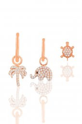 Gümüş rose zirkon taşlı  Kombin Üçlü Küpe Seti thumbnail 1